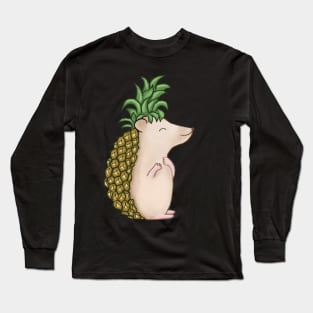 funny pineapple hedgehog Long Sleeve T-Shirt